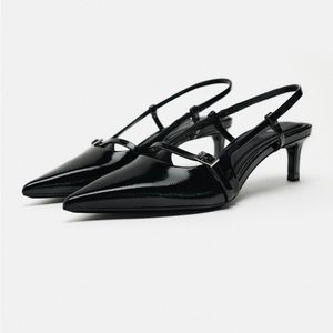 Zara Buckled Strap Slingback Shoes